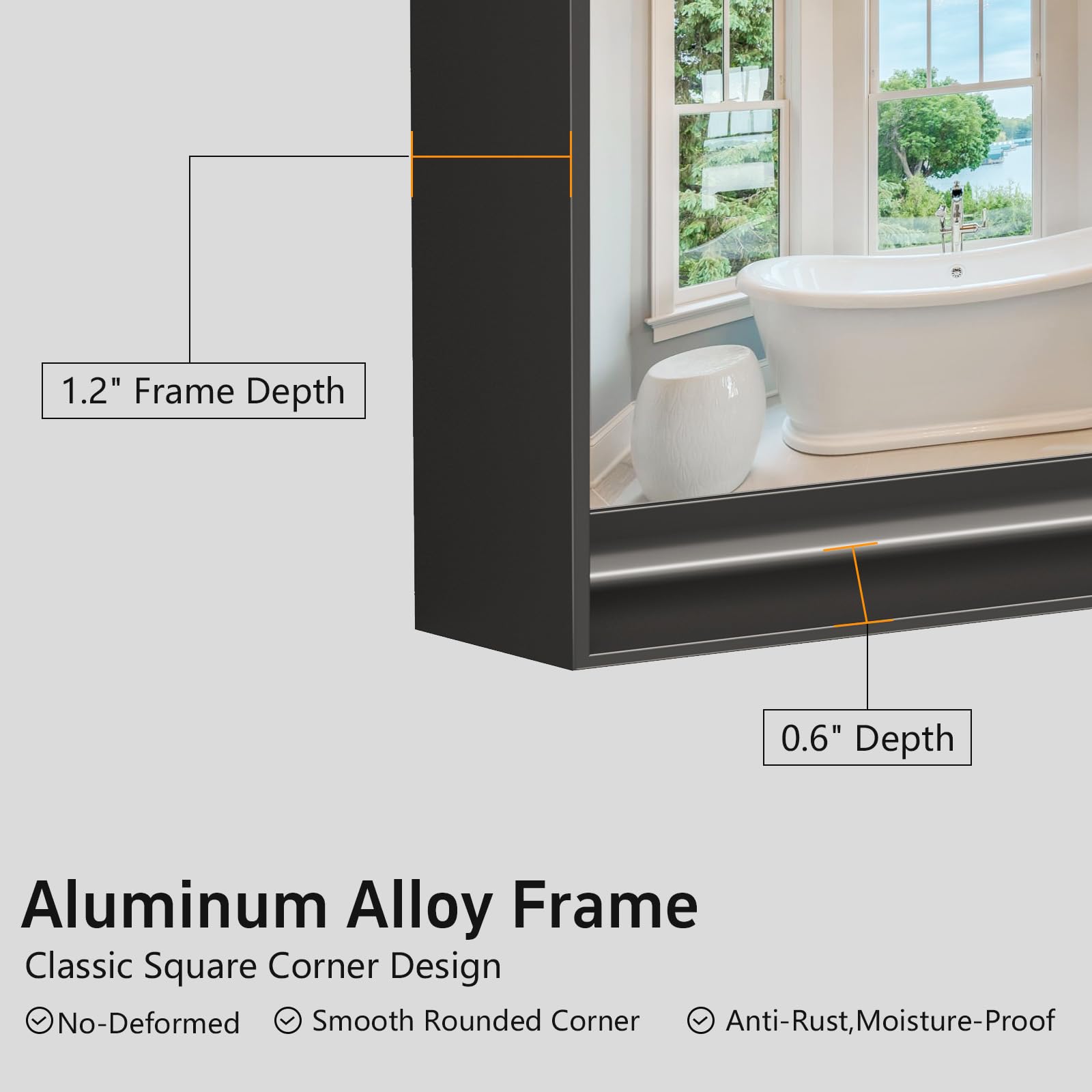 Dimelax 36”x 36” Black Mirror for Bathroom, Square Framed Mirror for Over Sink, Bathroom Vanity Mirrors,Tempered Glass, Decor Wall Mirrors for Entryway, Living Room (Horizontal/Vertical)